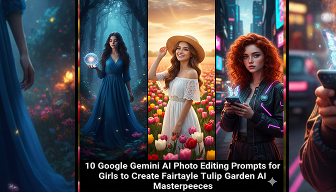 10 Google Gemini AI Photo Editing Prompts for Girls to Create Fairytale Tulip Garden AI Masterpieces