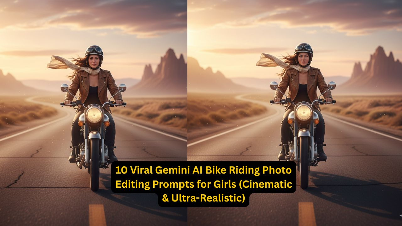 10 Viral Gemini AI Bike Riding Photo Editing Prompts for Girls (Cinematic & Ultra-Realistic)