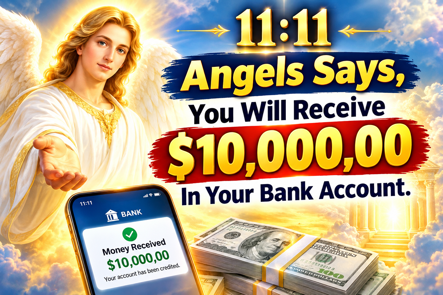 11:11 Angels Says, You Will Receive $10,000,00 In Your Bank Account.